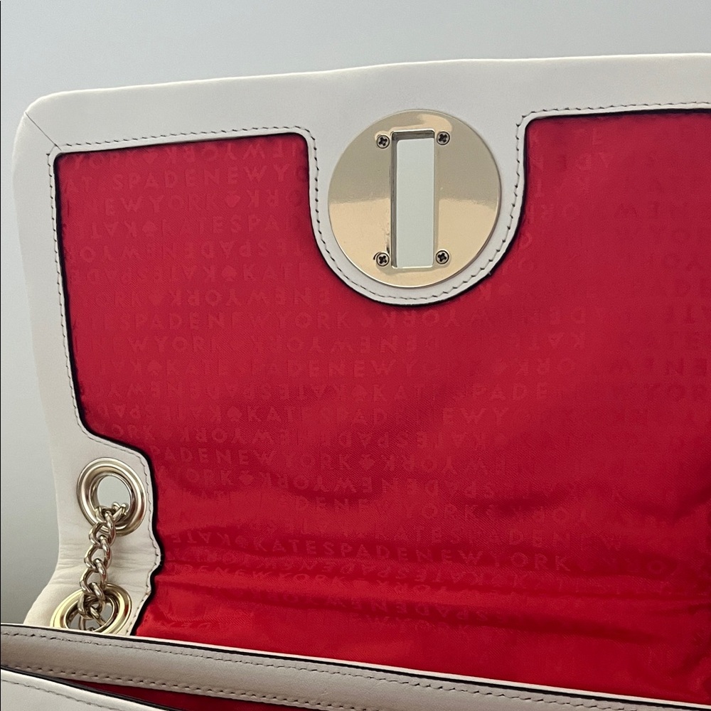 Kate Spade Quilted Leather Handbag  Light Gold Hardware Off White - Picture 5 of 12